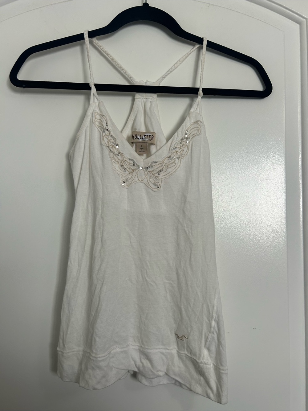 Hollister y2k 90s White Beaded Braided-Strap Cami Top Size S Fairy Festival Chic